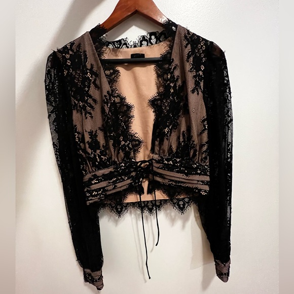 NBD Black Lace Top Blouse - Picture 4 of 5